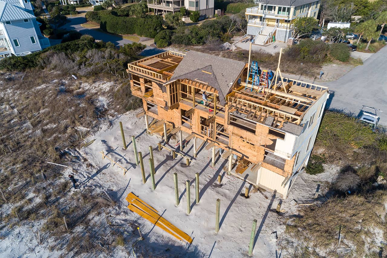 A waterfront luxury home being reconstructed by Gwathmey Residential builders in Wrightsville Beach NC